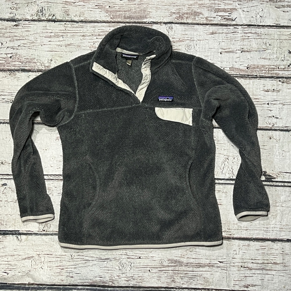 Patagonia Gray Snap T Pullover Fleece Coat Jacket Womens Outerwear